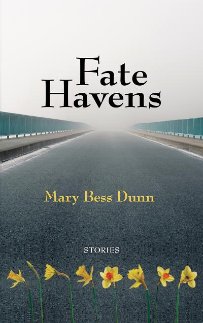 This is the cover of the book Fate Heavens by first-time author Mary Bess Dunn. It's a picture of an asphalt highway and yellow flowers.